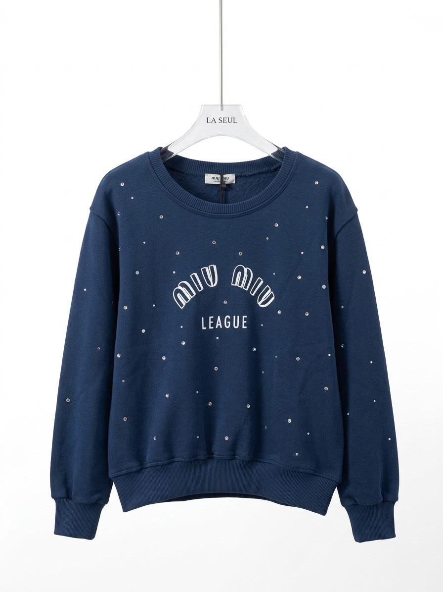 Miu Miu strass knitwear Navy blue