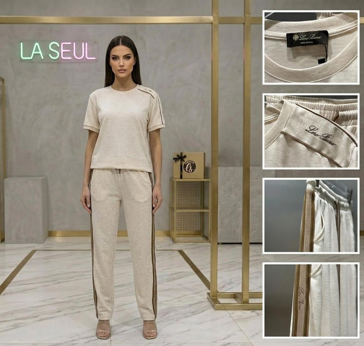 Loro Piana-set Beige Details Line Brown&Logo Loro Piana