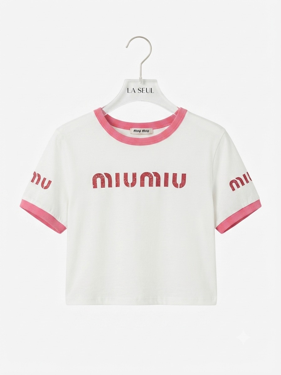 T-shirt miu miu white&pink