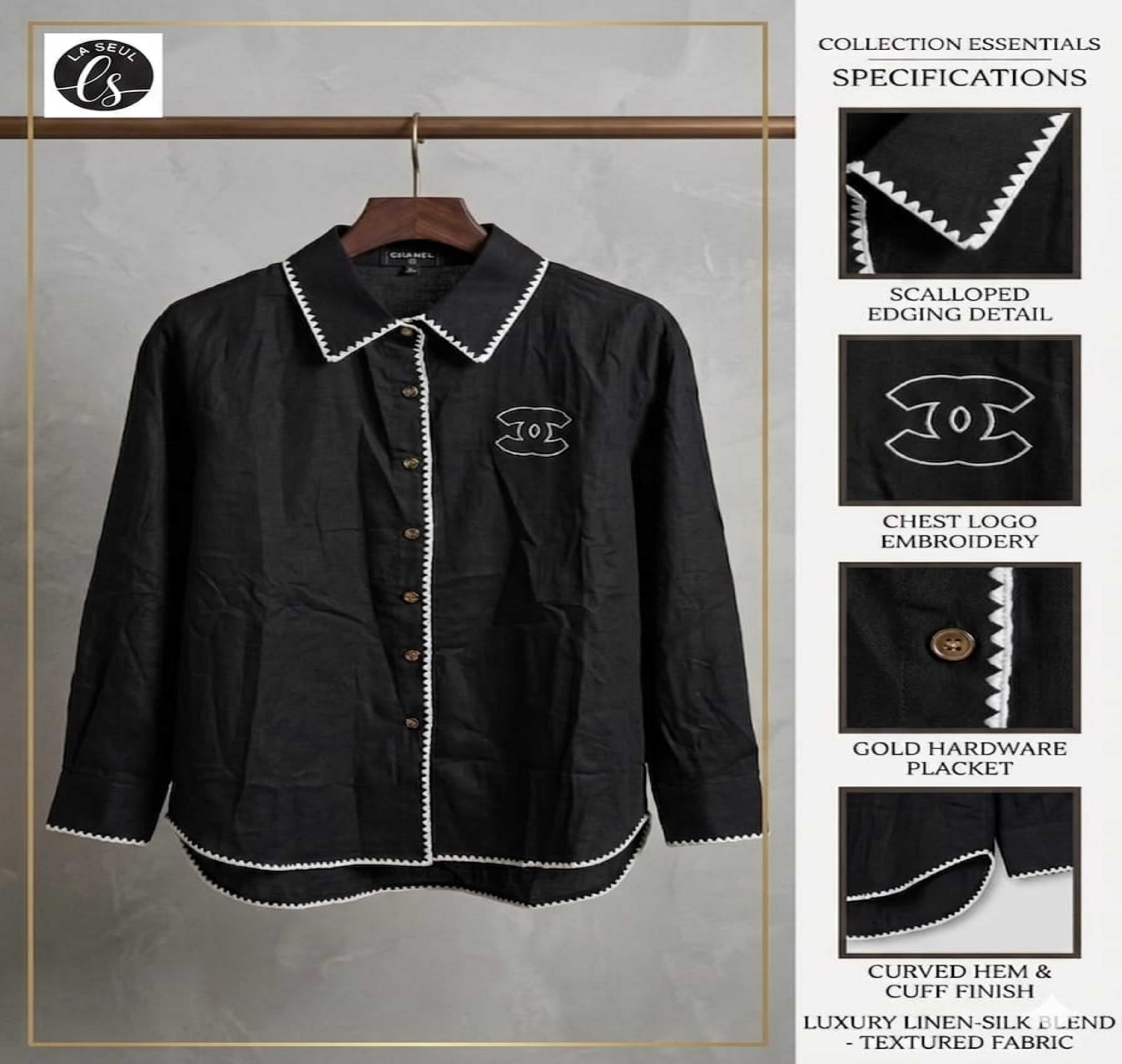 shirt classic with trim black