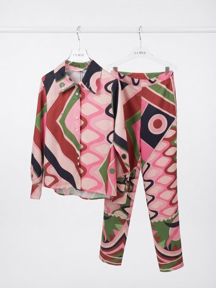Set satin printted multi color