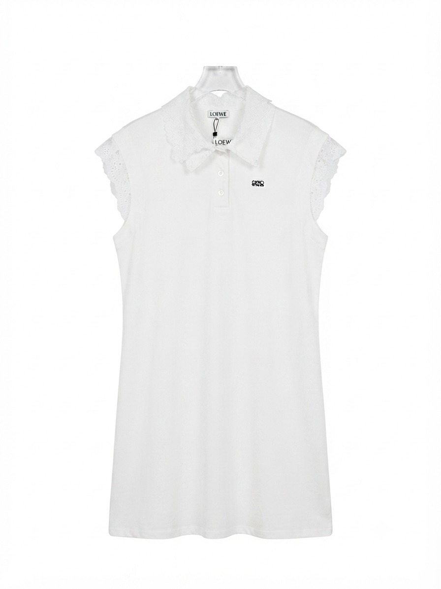 Mini dress cap sleeve polo white