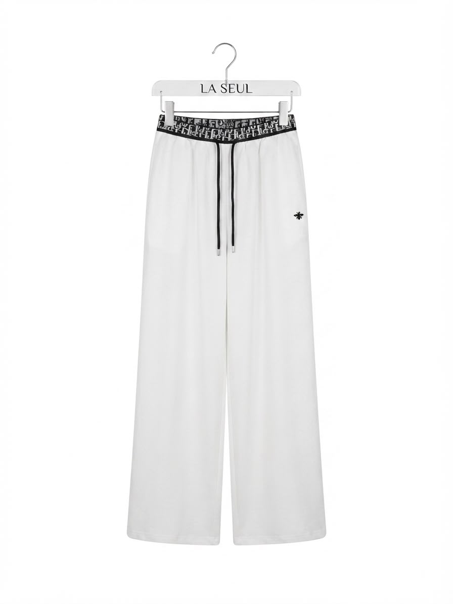 Pant satin waistband white