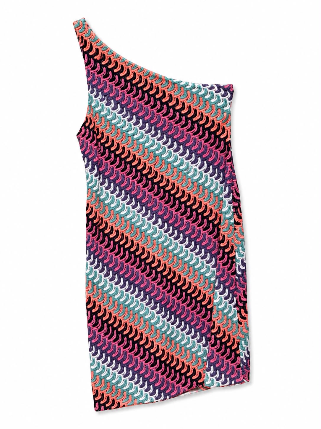 Dress 1 sholder knit multi color