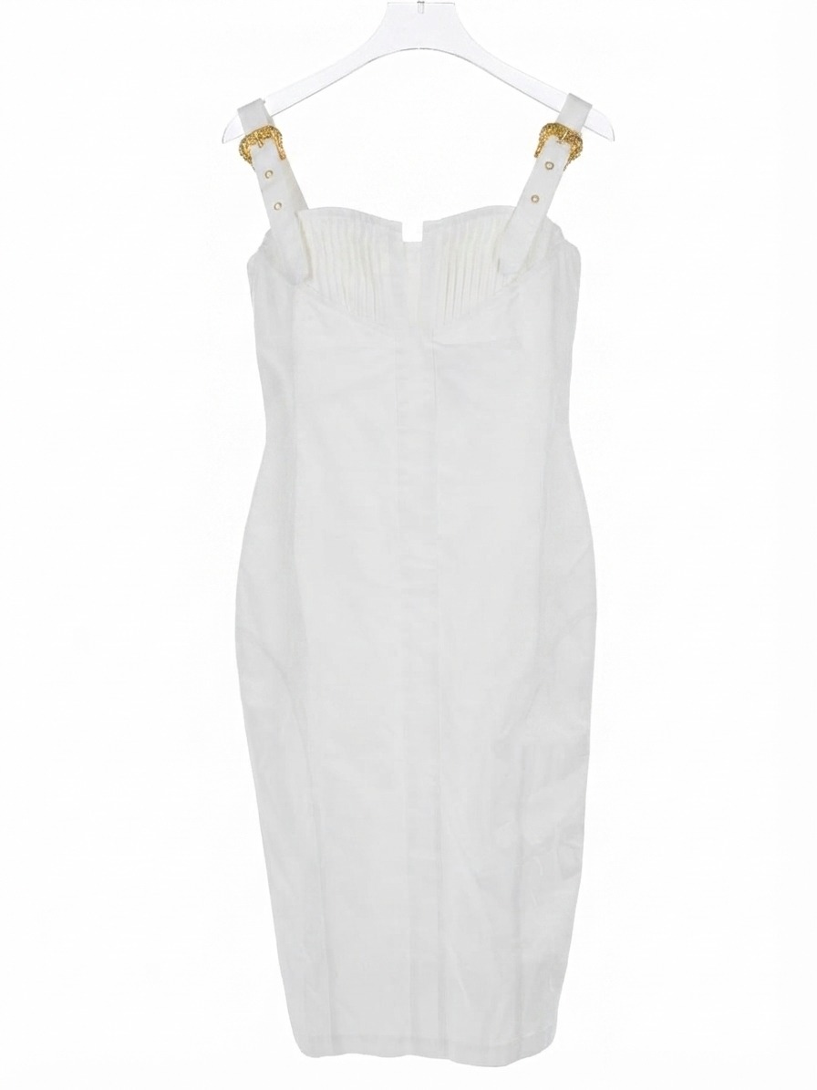 Dress white gold bukle straips