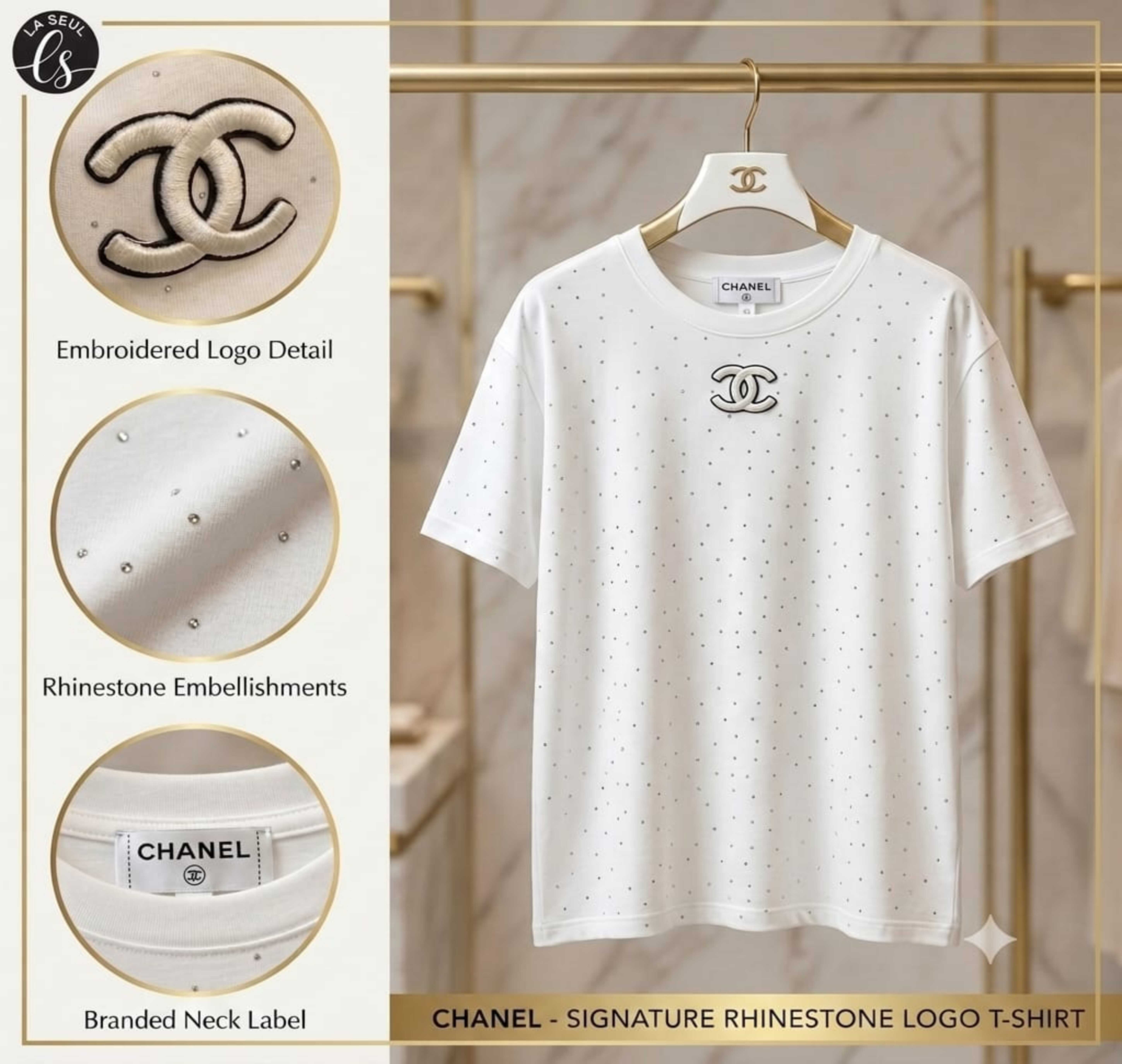 t-shirt chanel white strass