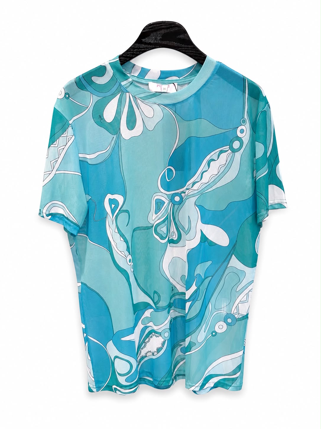 T shirt blue&white printed