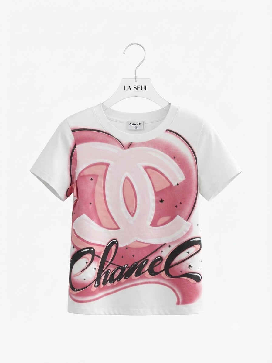 t-shirt chanel white & pink