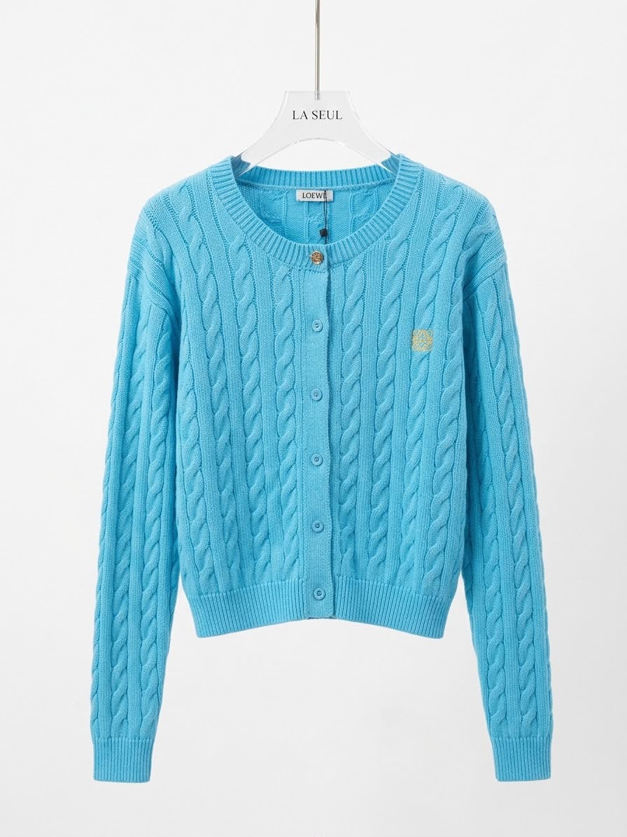 Loewe cable-knit cardigan Light blue