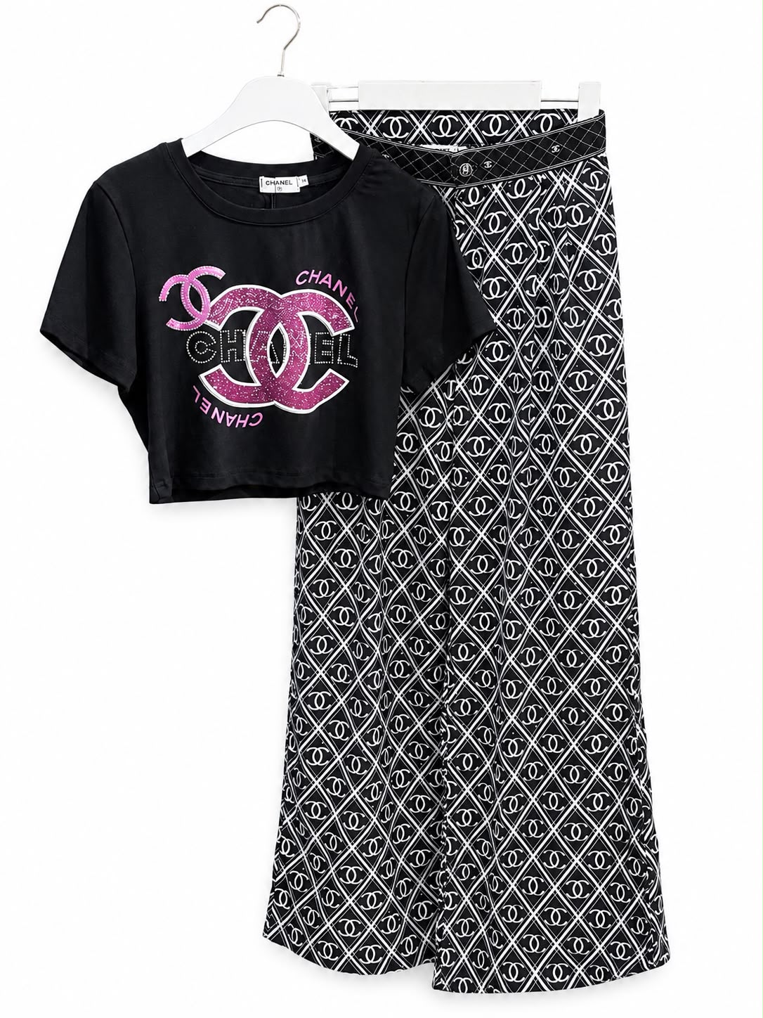 T-shirt Black CHANEL stras Pink