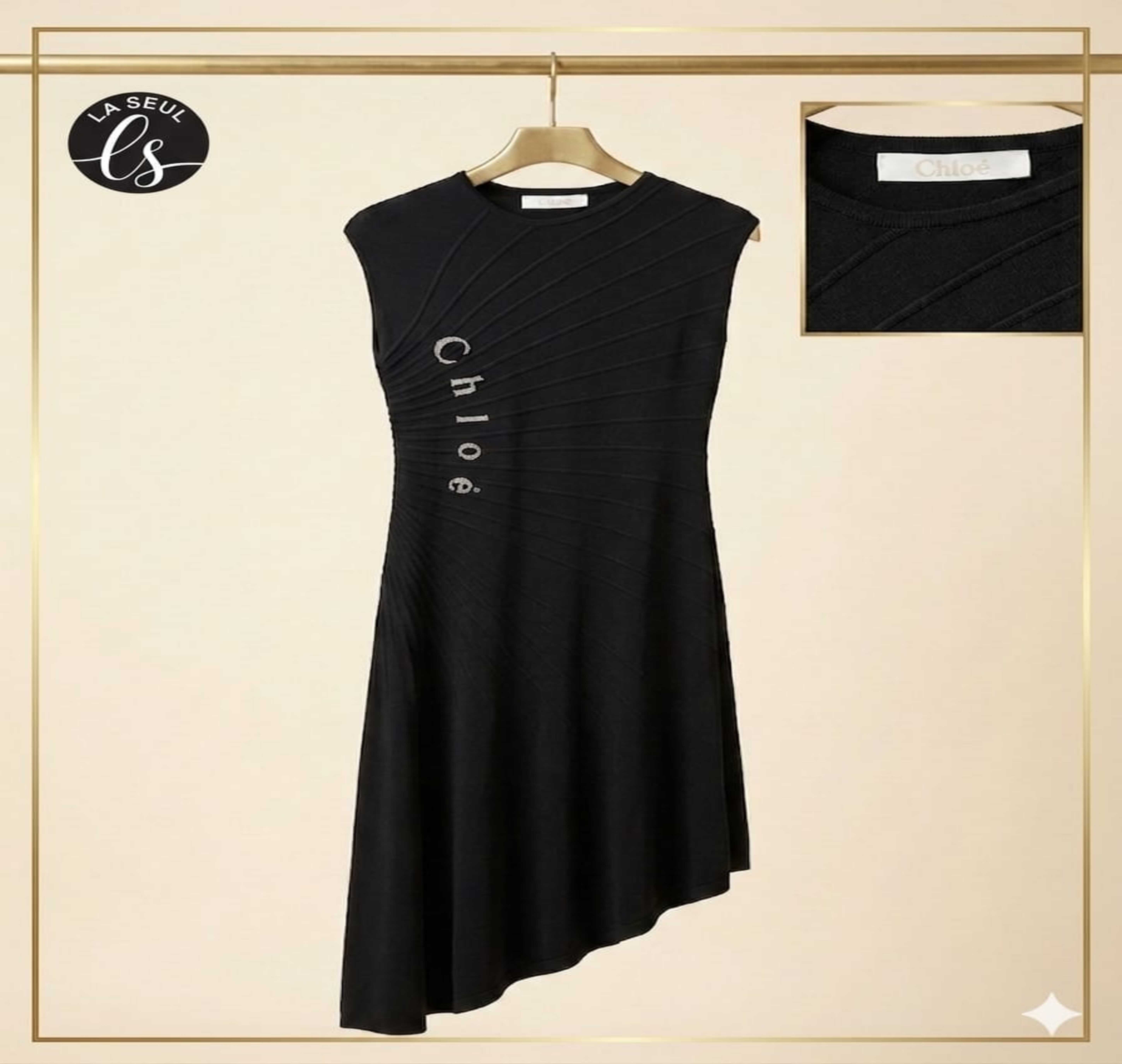 DRESS CHLOE BLACKLOGO SILVER