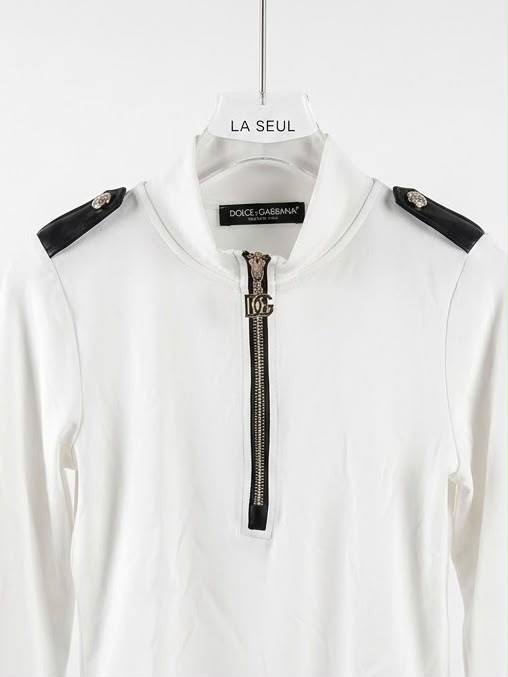 Dolce & Gabbana long-sleeve bodysuit White with half-zip and black