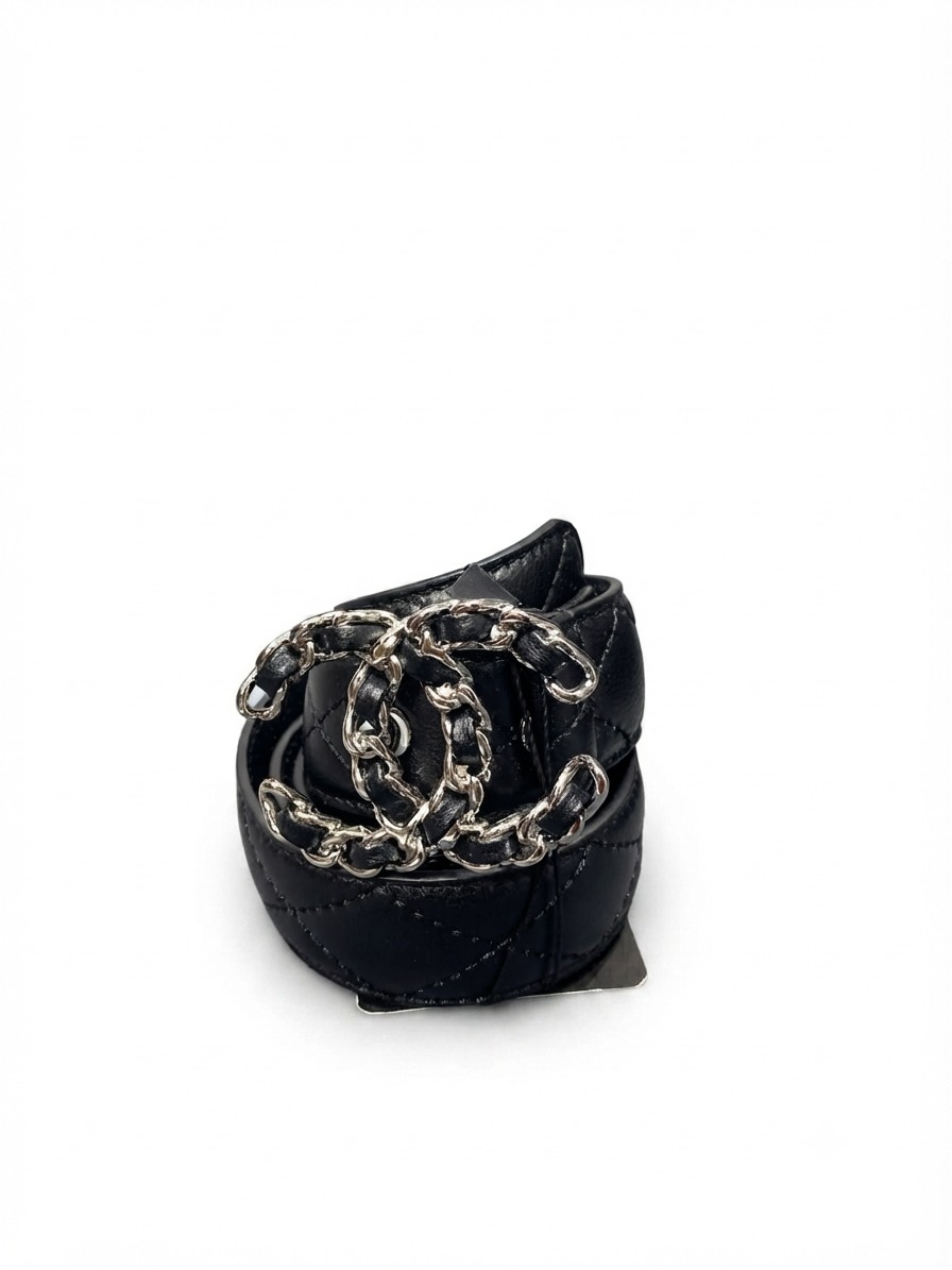 belt chanel black&silver