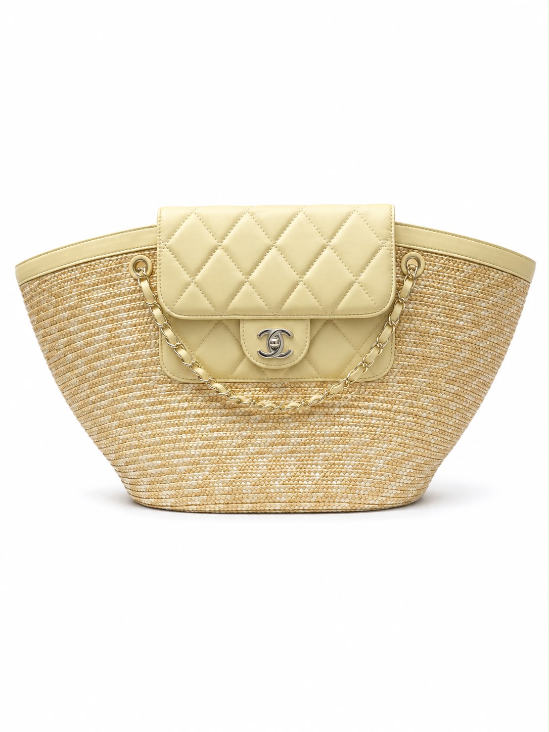 bag basket with leather biege - Image 1