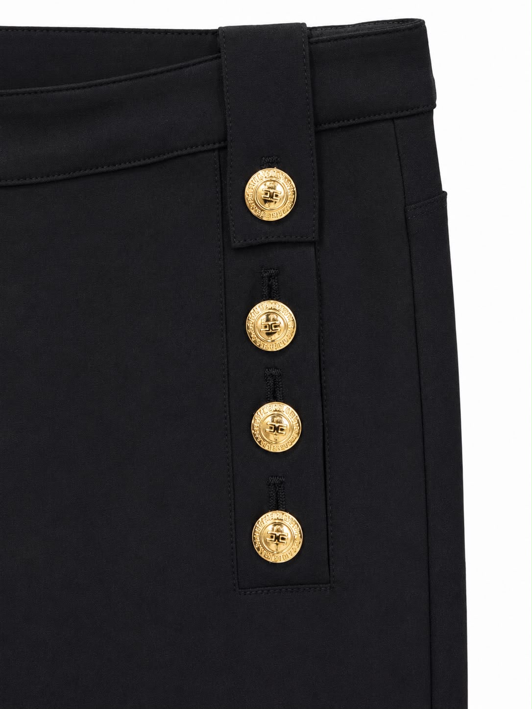 Pant flare button gold black - Image 3
