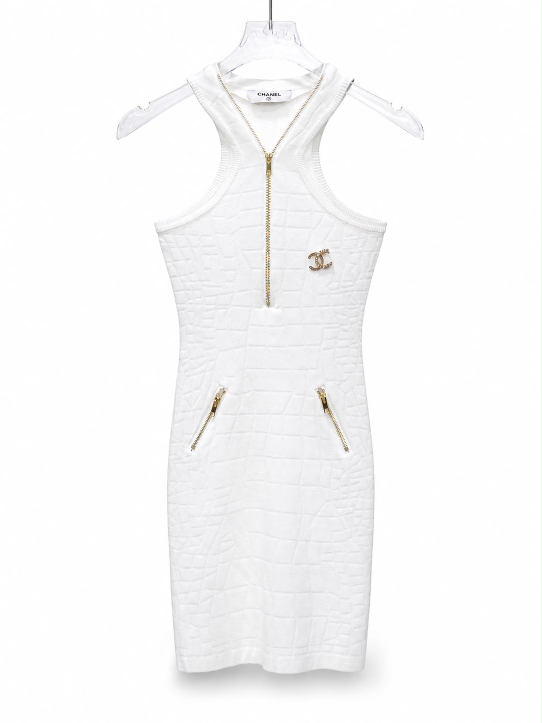 Mini dress white & gold zip chanel - Image 3