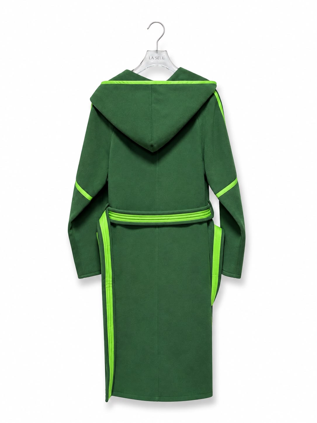 Hermès hooded coat Dark green with line green contrasting trim and pockets - Image 3