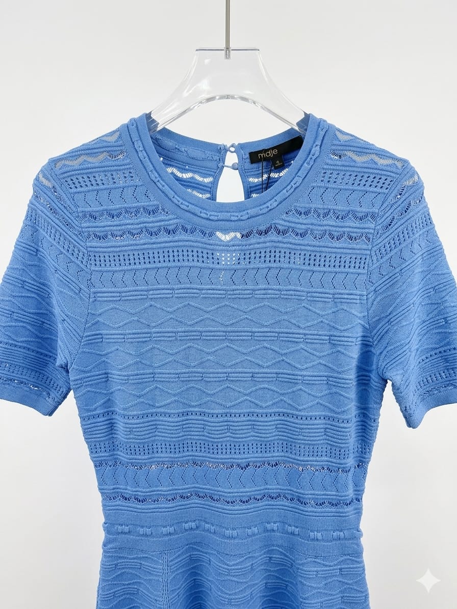 Dress blue crochet s/s maje - Image 1