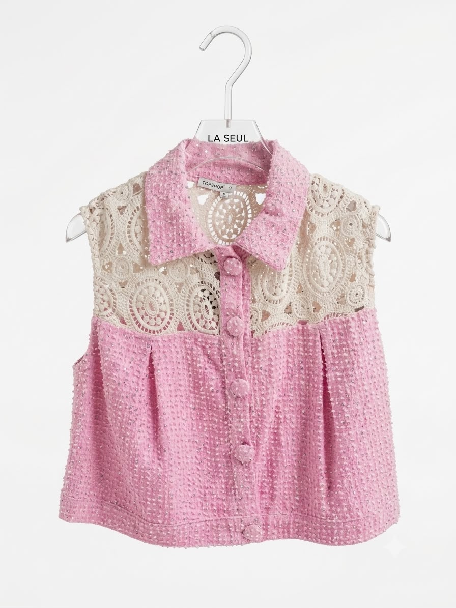 set top show pink & off white - Image 2