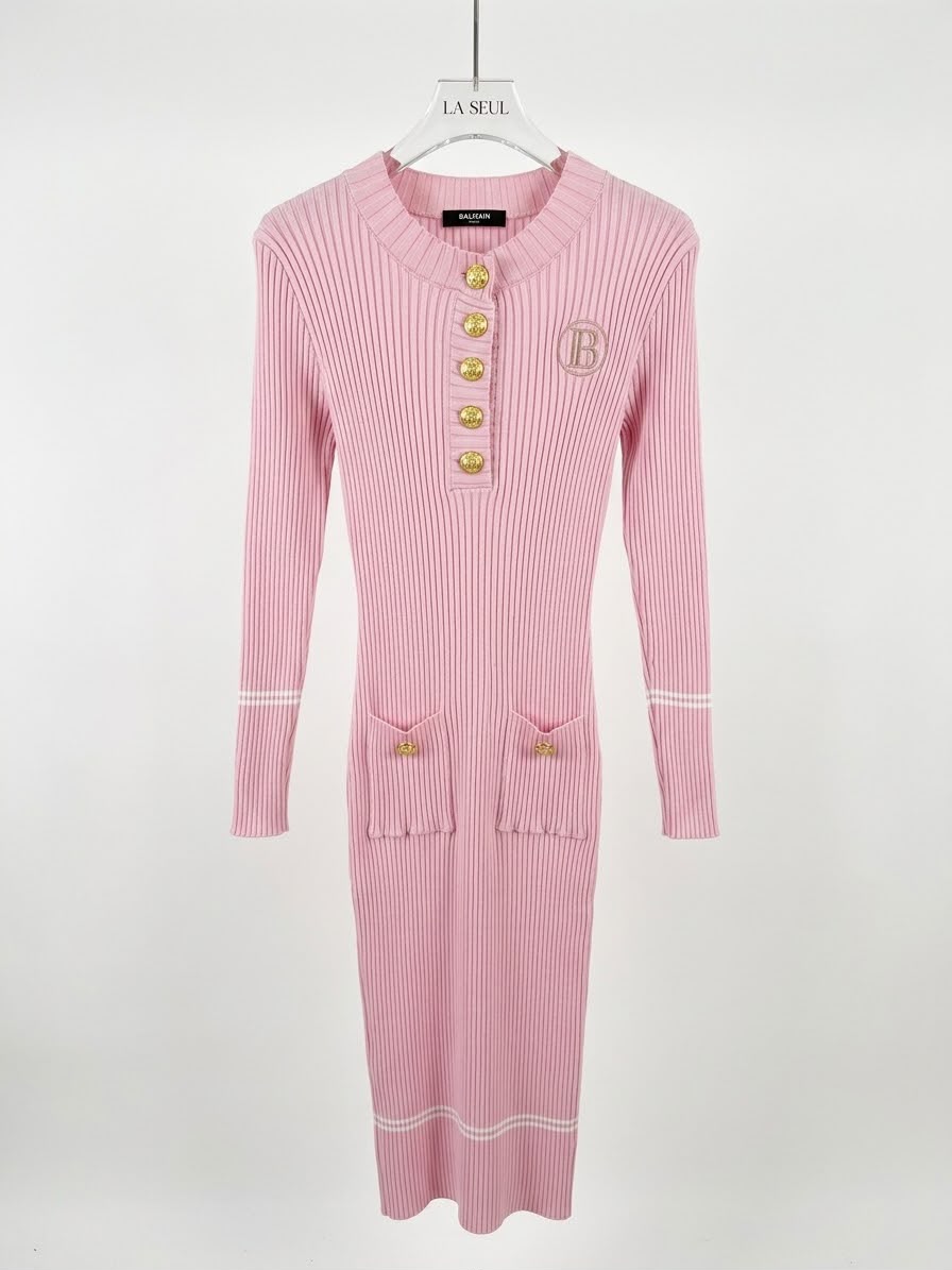 Long dress pink Balmain - Image 2