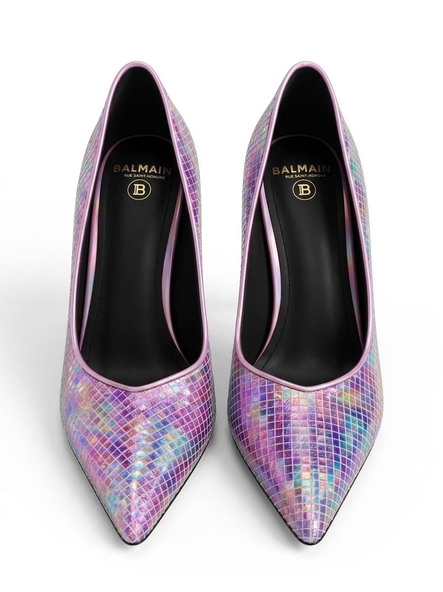 Heels Balmain mauve neon gold - Image 2