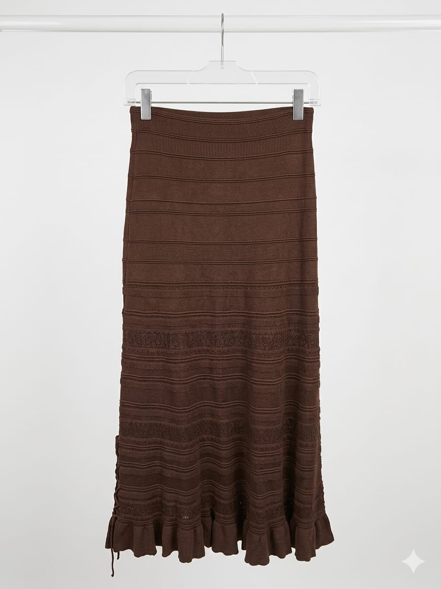suit skirt brown knit crop sandro - Image 1