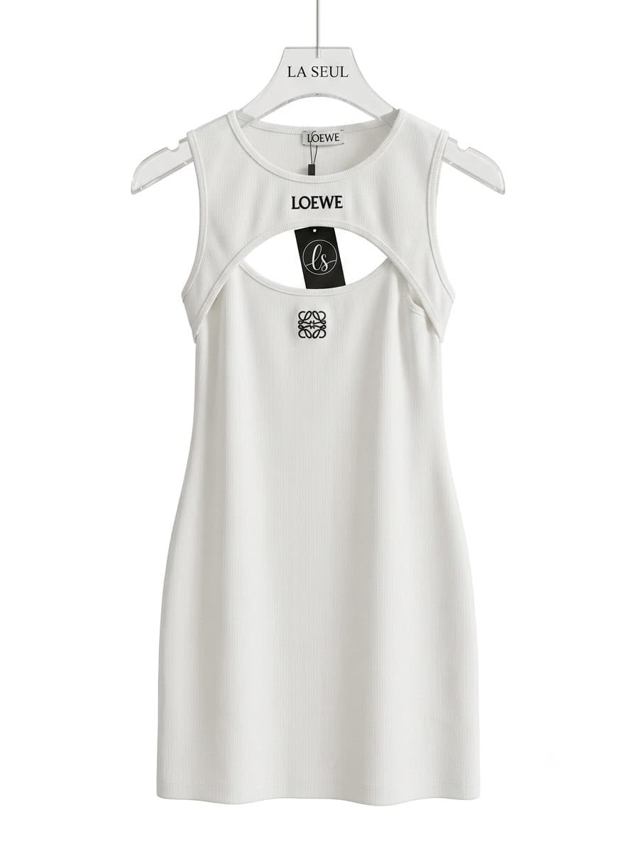 Loewe Ribbed Cotton Midi Dress - Image 1