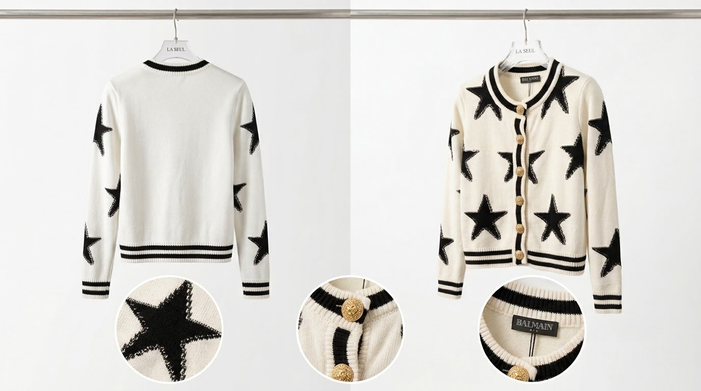 BALMAIN Star Motif Cardigan white - Image 3