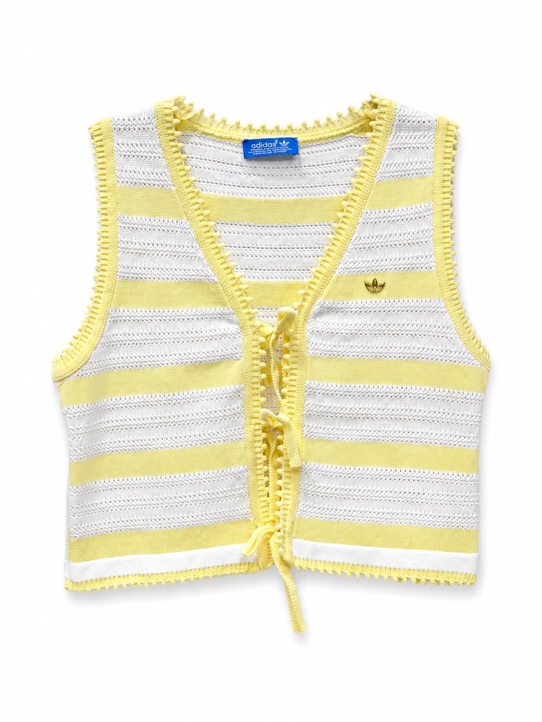 vest knit strip crop yellow & white adidas - Image 3