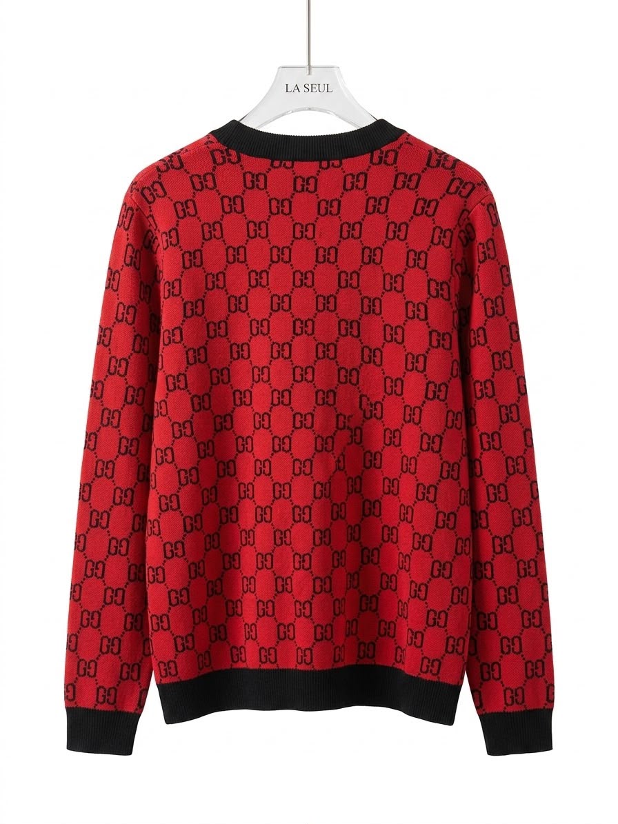 Gucci GG monogram knit cardigan Red and black - Image 1
