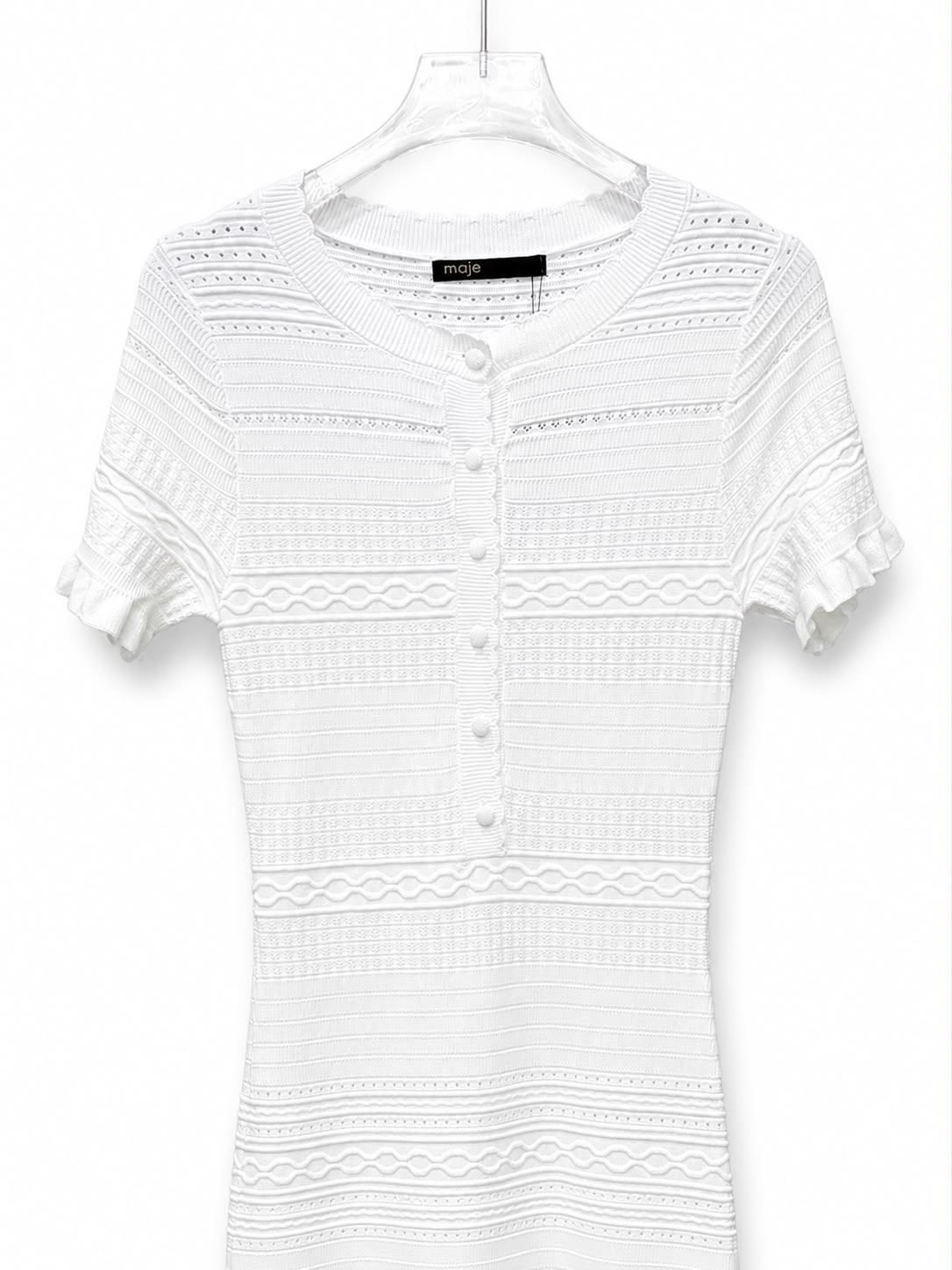 Dress white knit w/ruffle - Image 2
