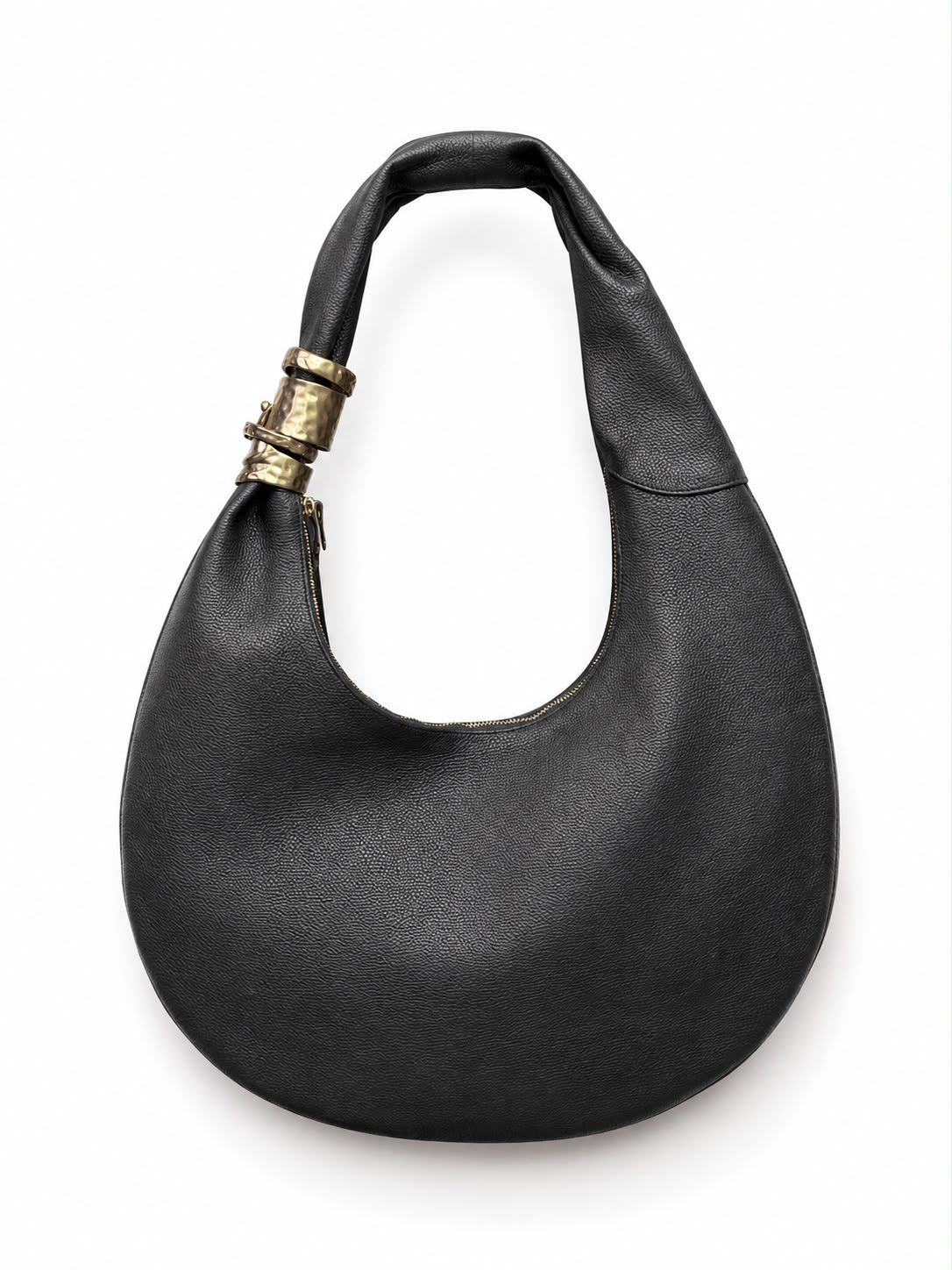 Hobo Bag black leather w/gold  schiaparelli - Image 4