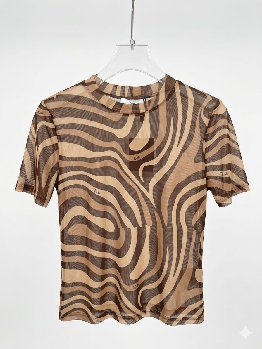 T.shirt brown & white printted