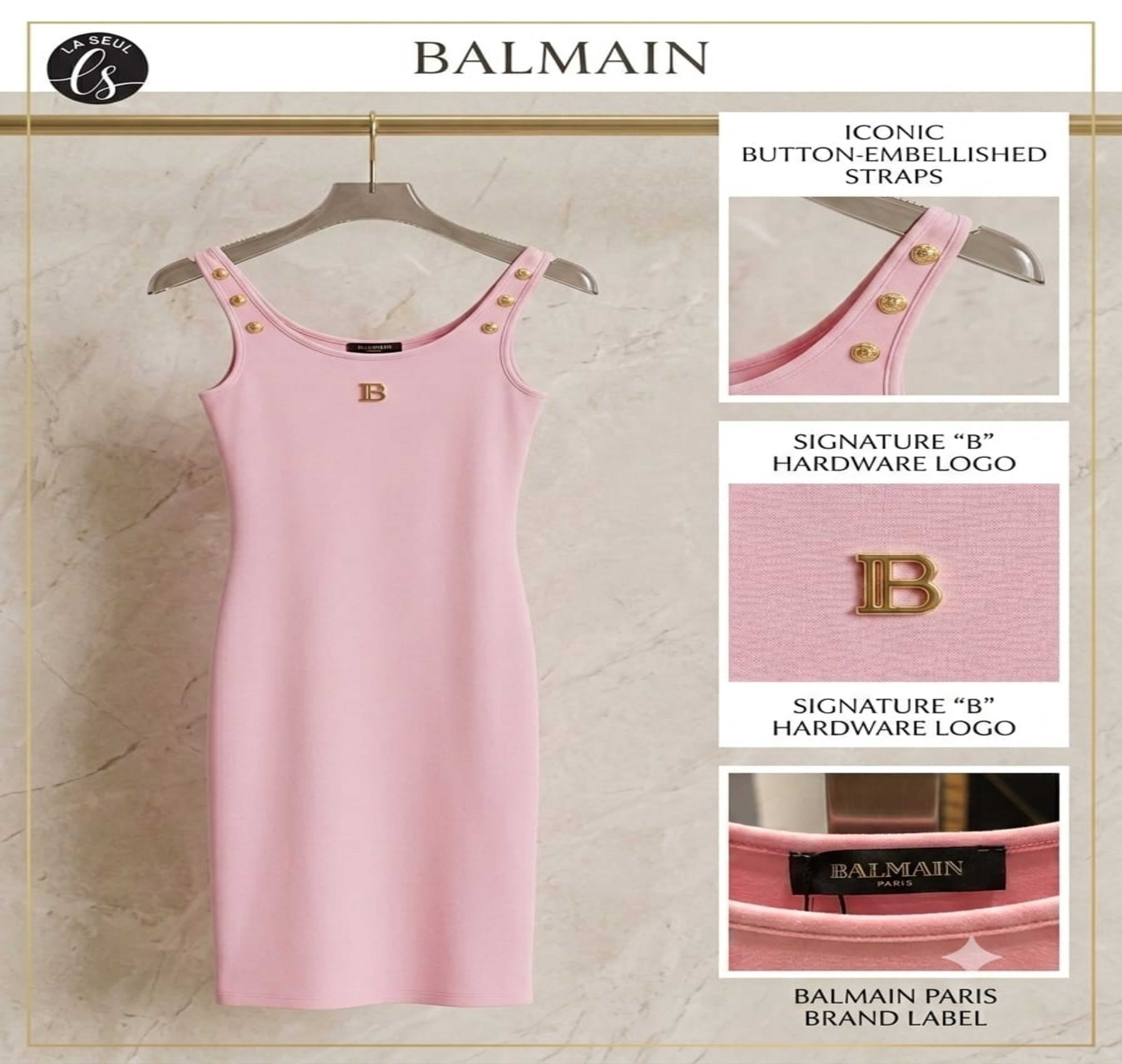 dress Balmain pink cut