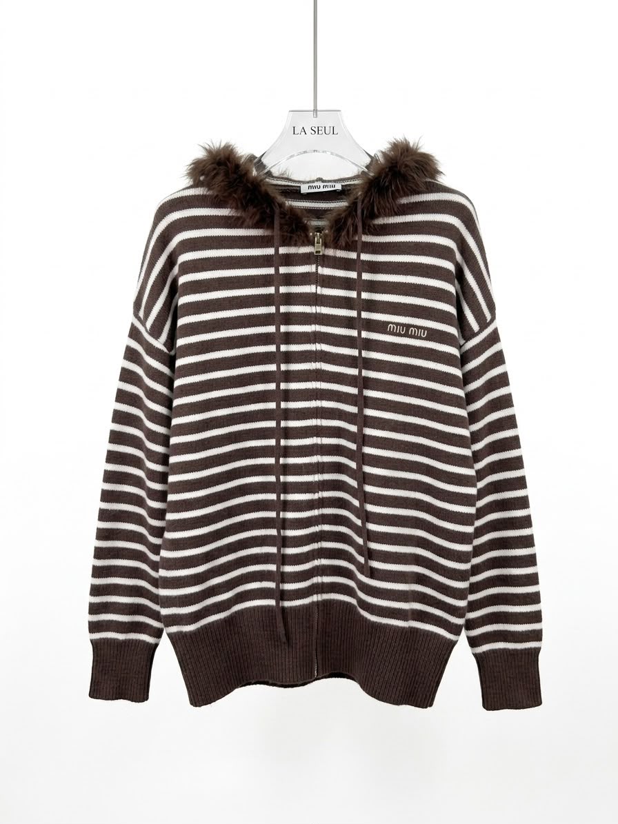 Miu Miu hoodie Brown with fur trim