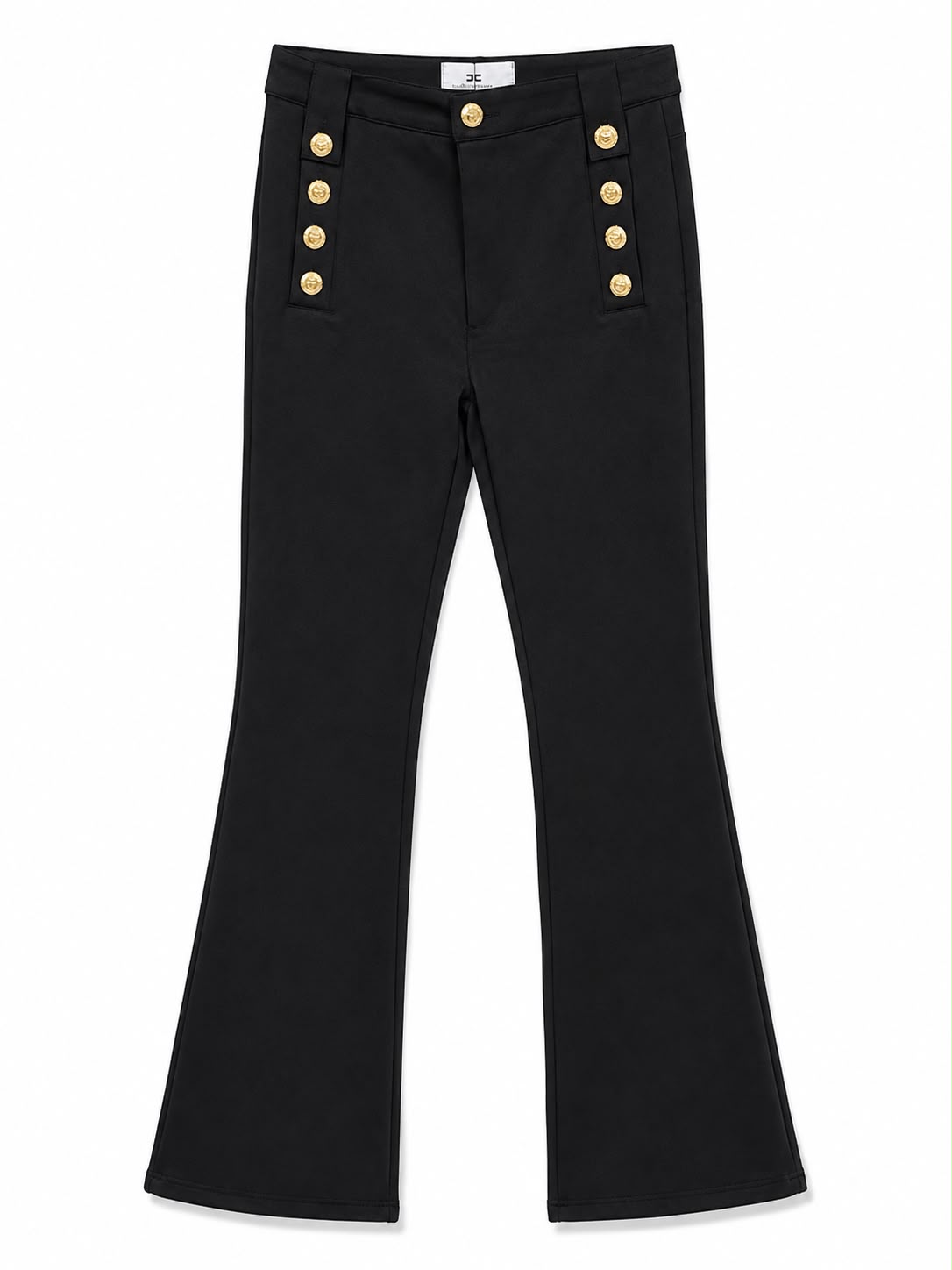 Pant flare button gold black