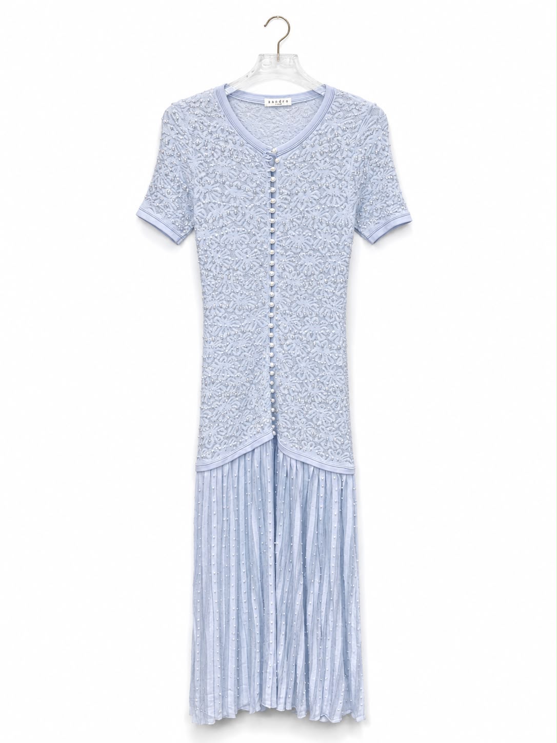 Dress knit baby/blue w pearls