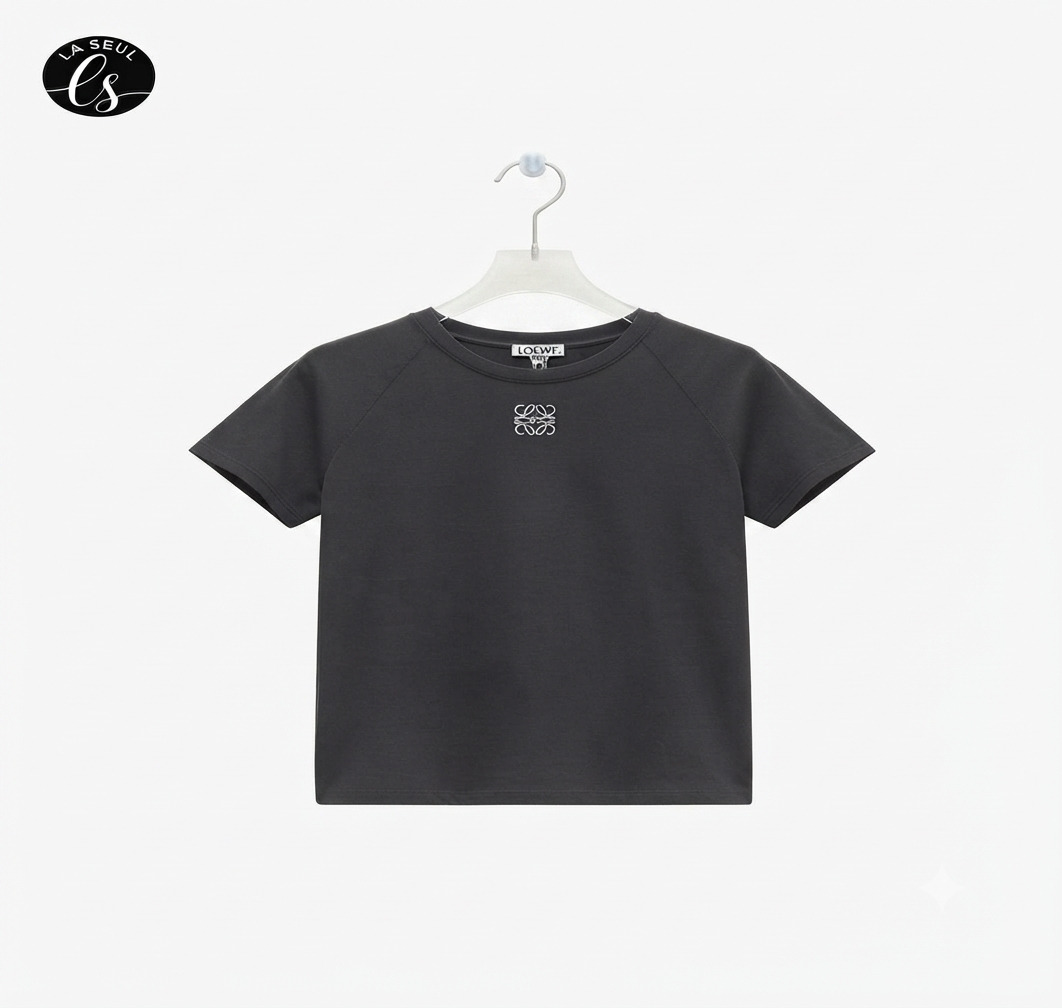 t-shirt loewe black logo white