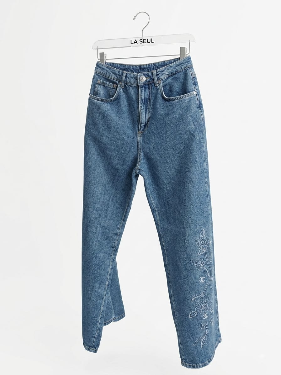 Jeans blue flowers