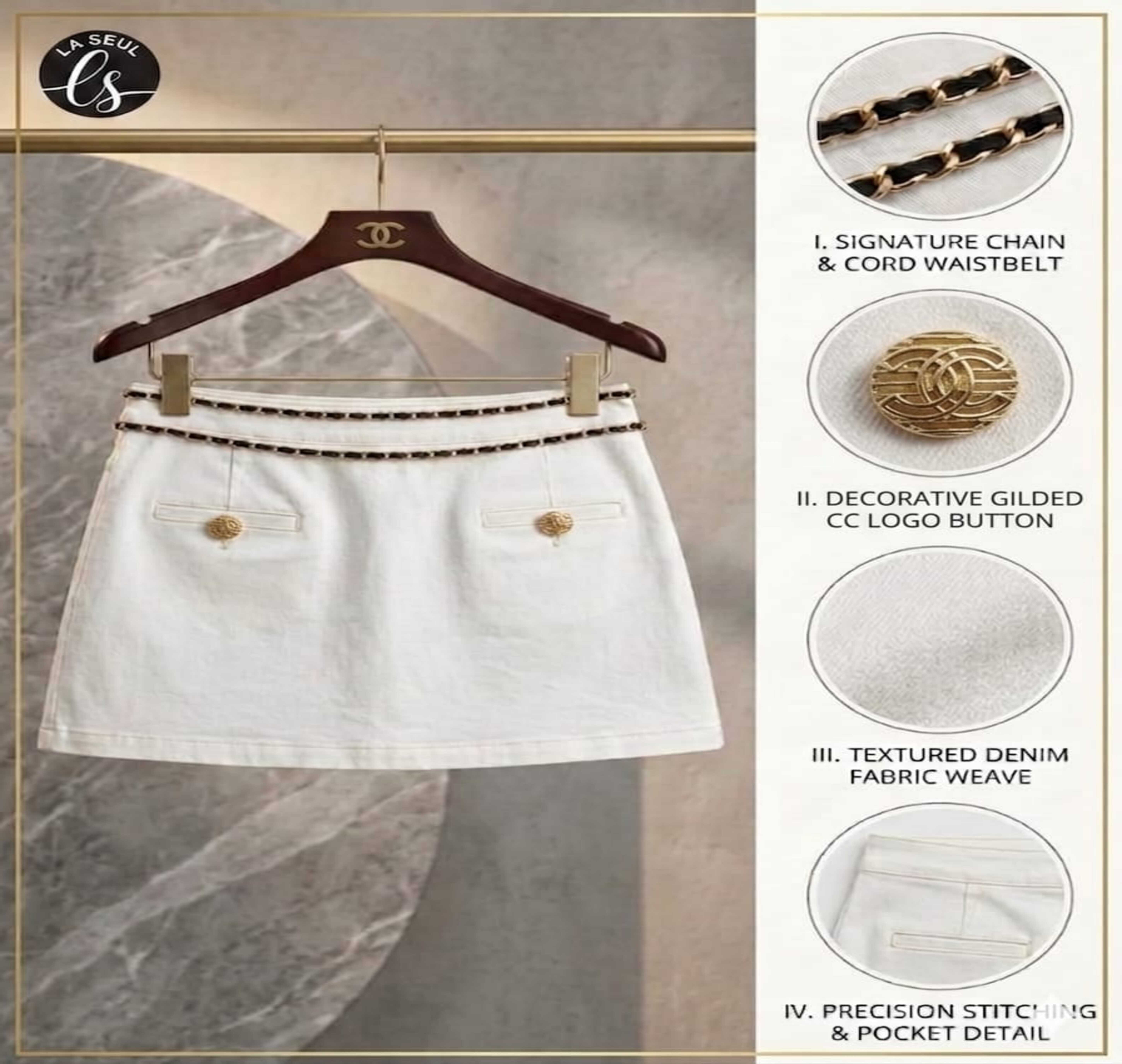 skirt white with dual line trim