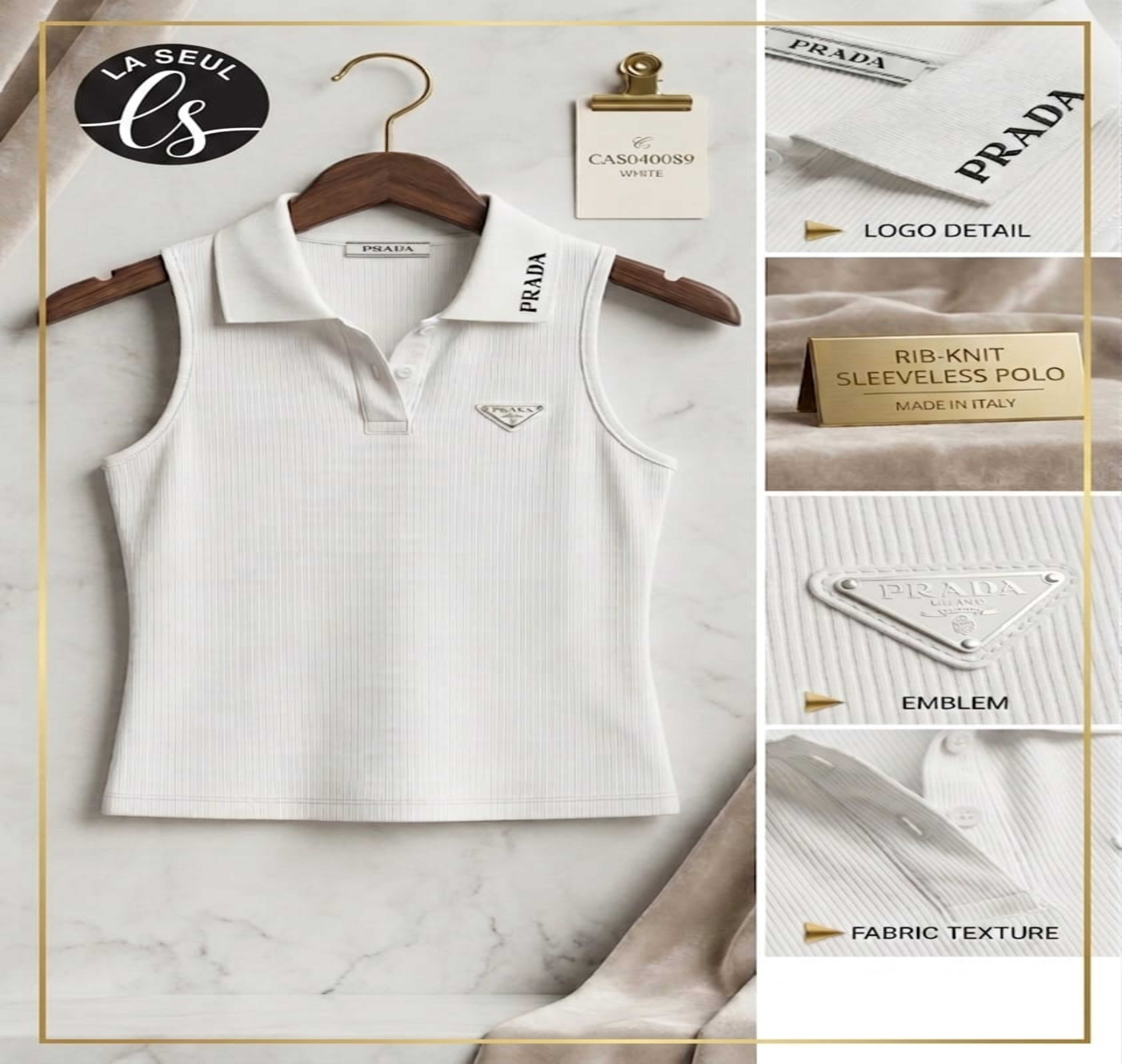 Top prada white polo